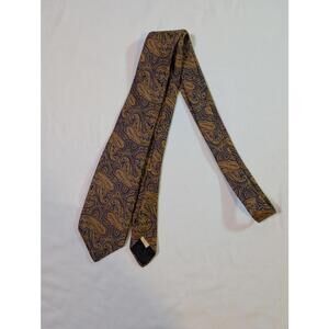 Oscar de la Renta Vintage Mustard/Blue/Burgundy Paisley Pattern Men's Tie